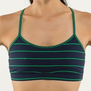 LULULEMON FLOW Y BRA SLALOM STRIPE INKWELL / HYPER STRIPE GREEN BEAN / INKWELL 6